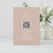 Blush Pink Elegantes Skript Einfache QR Hochzeit R Begleitkarte (Stehend Vorderseite)