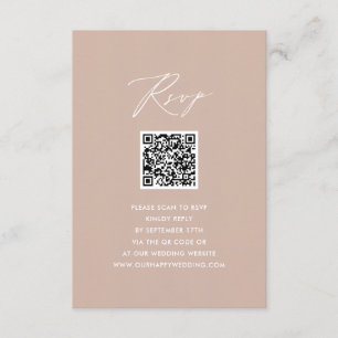 Blush Pink Elegantes Skript Einfache QR Hochzeit R Begleitkarte