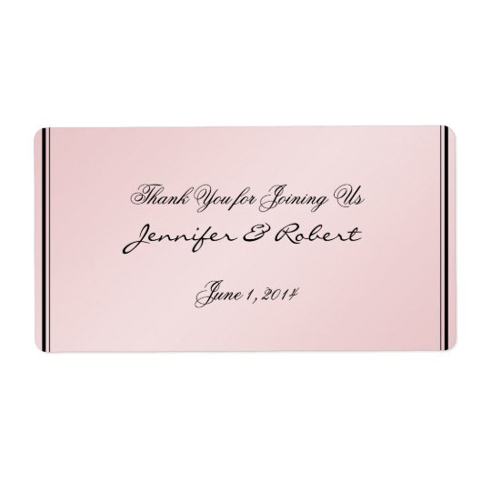 Blush Pink Elegantes Wasser Flasche Etikett (Vorne)