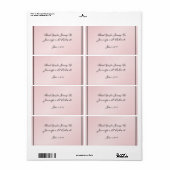 Blush Pink Elegantes Wasser Flasche Etikett (Vorne)