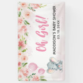 Blush Pink Elephant Baby Dusche Banner (Vertikal)