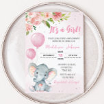 Blush Pink Elephant Baby Dusche Einladung<br><div class="desc">Herzlich willkommen in Ihrem kleinen Mädchen mit unserem herzerwärmenden Mädchen Elephant Baby Shower Einladung Printable. Personalisieren Sie die Freude mit Ihren Lieben zu teilen! BS233</div>