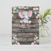 Blush Pink Elephant Baby Dusche Einladung, rustika Einladung (Stehend Vorderseite)