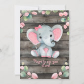 Blush Pink Elephant Baby Dusche Einladung, rustika Einladung (Rückseite)