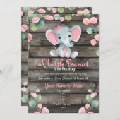 Blush Pink Elephant Baby Dusche Einladung, rustika Einladung (Vorne/Hinten)