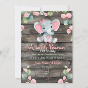 Blush Pink Elephant Baby Dusche Einladung, rustika Einladung