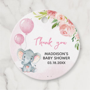 Blush Pink Elephant Baby Dusche Geschenkanhänger