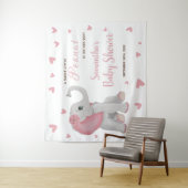 Blush Pink Elephant Baby Dusche Hintergrund Schild Wandteppich (Beispiel)