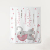 Blush Pink Elephant Baby Dusche Hintergrund Schild Wandteppich (Vorderseite)