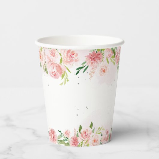 Blush Pink Elephant Baby Dusche Pappbecher (Rückseite)