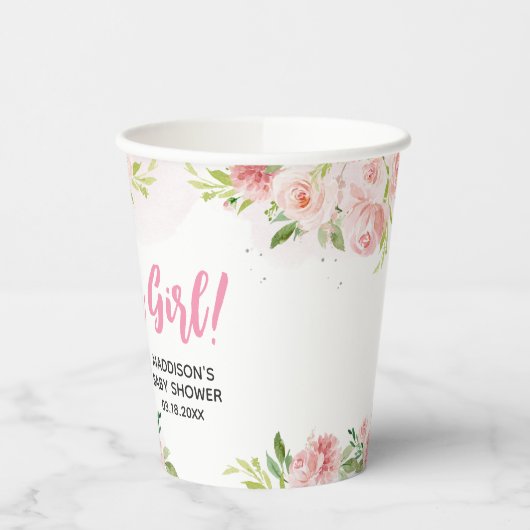 Blush Pink Elephant Baby Dusche Pappbecher (Links)