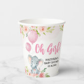 Blush Pink Elephant Baby Dusche Pappbecher (Vorderseite)