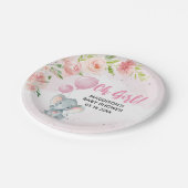 Blush Pink Elephant Baby Dusche Pappteller (Schrägansicht)