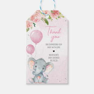 Blush Pink Elephant Baby Shower Fevor Tags Geschenkanhänger
