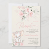 Blush pink Elephant Baby Shower Girl Einladung (Vorderseite)