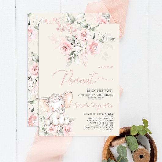 Blush pink Elephant Baby Shower Girl Einladung
