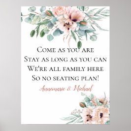 Blush Pink & Elfenbein - kein Sitzplan Hochzeitsze Poster