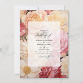 Blush Pink, Elfenbein und Gold Floral Wedding Einladung (Vorderseite)