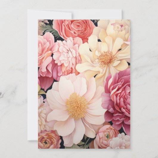 Blush Pink, Elfenbein und Gold Floral Wedding Einladung (Rückseite)