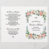 Blush Pink Elfenbeinblume Hochzeitsprigramm (Vorderseite)