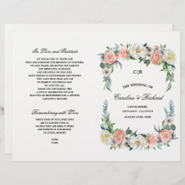 Blush Pink Elfenbeinblume Hochzeitsprigramm