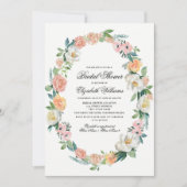 Blush Pink Elfenbeinflora Brautparty Einladung (Vorderseite)