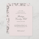 Blush Pink Empfang and Wedding Website Begleitkarte (Vorne/Hinten)