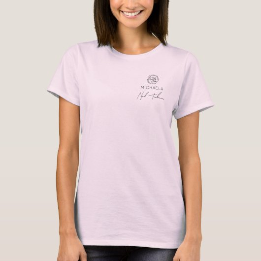 Blush Pink Employee Name Business Logo Nails T-Shirt (Vorderseite)