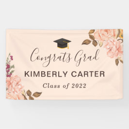 Blush Pink English Rose Graduate Party Banner