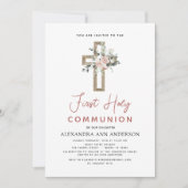 Blush Pink Erste Heilige Kommune Rose Einladung (Vorderseite)