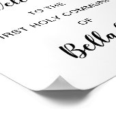 Blush Pink Erste Kommune Willkommenszeichen Poster (Ecke)