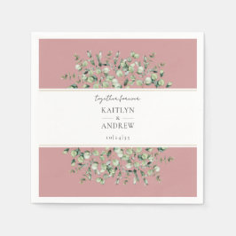 Blush Pink Eucalyptus Together Forever Wedding Serviette