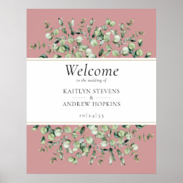 Blush Pink Eucalyptus Wedding Welcome Poster