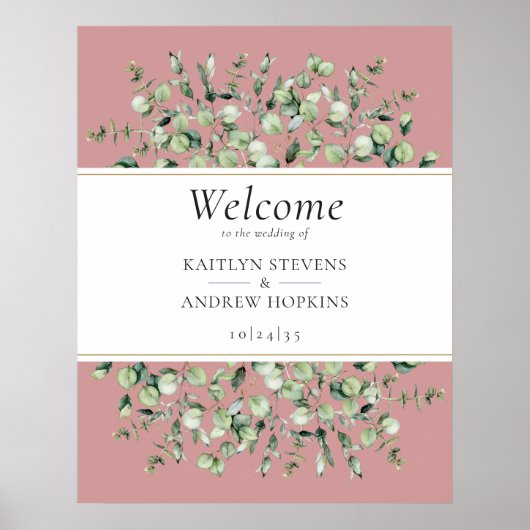 Blush Pink Eucalyptus Wedding Welcome  Poster (Vorne)