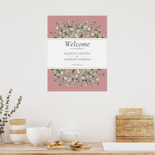 Blush Pink Eucalyptus Wedding Welcome  Poster (Küche)