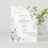 Blush Pink & Eukalyptus Brautparty Einladung (Stehend Vorderseite)