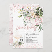 Blush Pink Eukalyptus Brunch Bubbly Einladung (Vorne/Hinten)