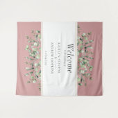 Blush Pink Eukalyptus Wedding Willkommen Wandteppich (Vorderseite (Horizontal))