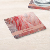 Blush Pink Exotic Flamingo Bird Feathers Textur Rechteckiger Pappuntersetzer (angewinkelt)