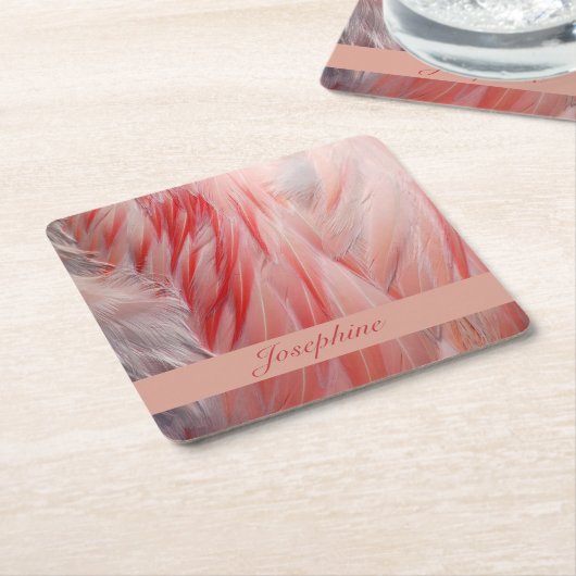 Blush Pink Exotic Flamingo Bird Feathers Textur Rechteckiger Pappuntersetzer (angewinkelt)