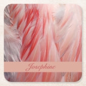 Blush Pink Exotic Flamingo Bird Feathers Textur Rechteckiger Pappuntersetzer (Vorderseite)