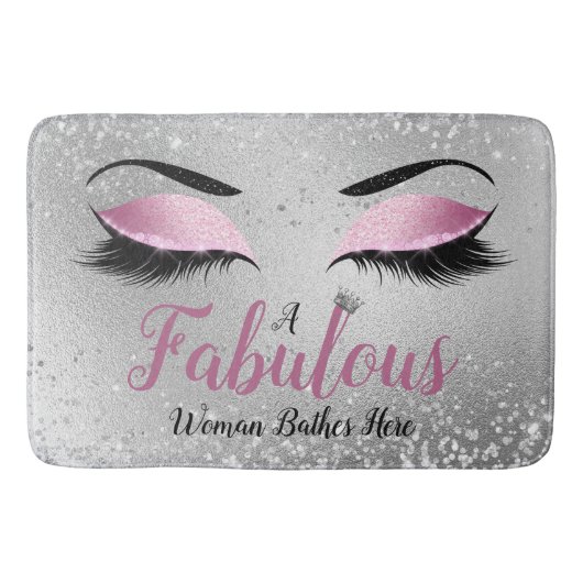 Blush Pink Fabulous Frauen Glitzer Augen Badematte (Vorderseite)
