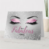 Blush Pink Fabulous Glitzer Augen Grosser Geburtst Karte (Vorderseite)