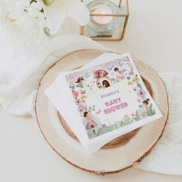 Blush Pink Fairy Baby Girl Dusche Blumenwald Serviette