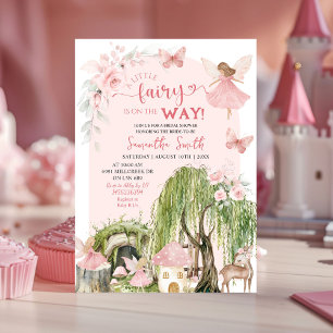 Blush Pink Fairy Enchanted Forest Baby Shower Einladung