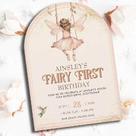 Blush Pink Fairy First Arted 1. Geburtstag Party Einladung
