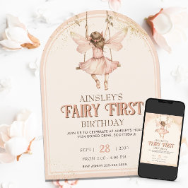 Blush Pink Fairy First Arted 1. Geburtstag Party Einladung