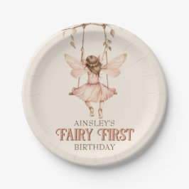Blush Pink Fairy First Custom 1. Geburtstag Party Pappteller