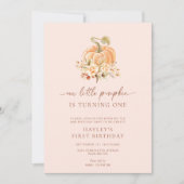 Blush Pink Fall ein wenig Pumpkin ersten Geburtsta Einladung (Vorderseite)
