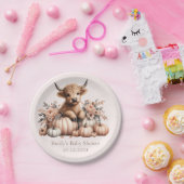 Blush Pink Fall Highland Cow Baby Dusche Teller (Party)